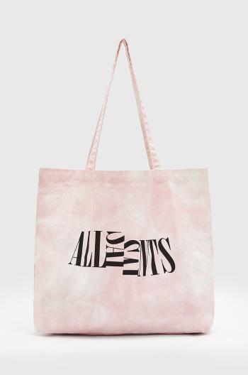 Bavlněná kabelka AllSaints růžová barva