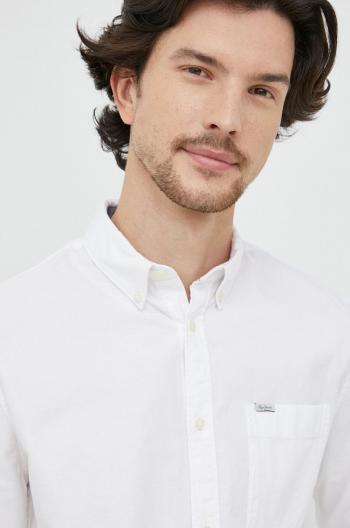 Bavlněné tričko Pepe Jeans bílá barva, regular, s límečkem button-down