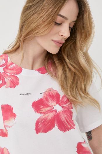 Bavlněné tričko Liviana Conti růžová barva