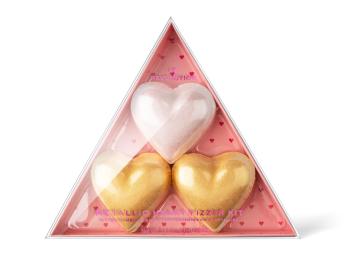 Revolution I Heart Metallic Heart Fizzer Kit koupelová bomba 3 ks