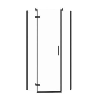 CERSANIT Pětiúhelný sprchový kout JOTA 80X80X195, LEVÝ, průhledné sklo, černý S160-012