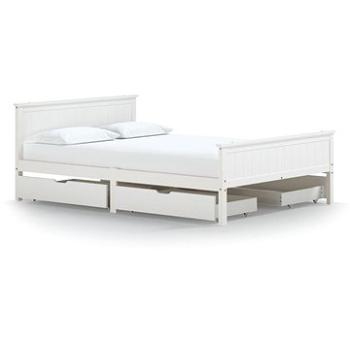 Rám postele se 4 zásuvkami bílý masivní borovice 160 × 200 cm, 3060516 (3060516)
