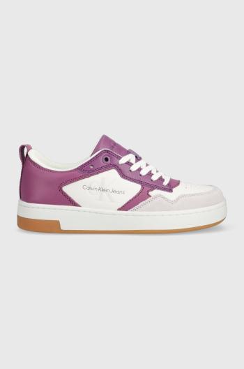 Kožené sneakers boty Calvin Klein Jeans fialová barva