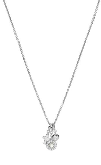 Fossil Stylový stříbrný náhrdelník s krystaly JFS00539040 (řetízek, přívěsky)