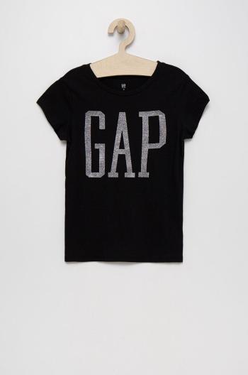 Dětské bavlněné tričko GAP černá barva