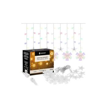 LED světelný závěs Vločky a Hvězdy - 2,7x1m, 138LED, 8 funkcí, IP44, multicolor