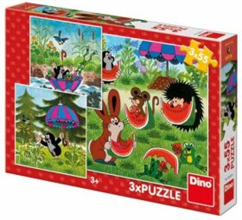 Krteček a paraplíčko - puzzle 3x55 dílků