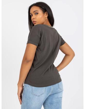 Dámské tričko z bavlny plus size LINE khaki 