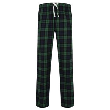 SF (Skinnifit) Pánské flanelové pyžamové kalhoty - Tmavě modrá / zelená | XS