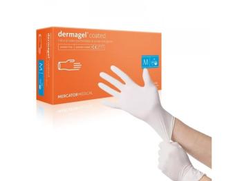 DERMAGEL COATED - Latexové nepudrované rukavice tělové, vnitřní vrstva polymer, 100 ks, S