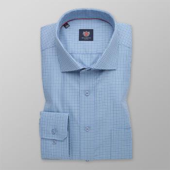 Pánská slim fit košile světle modrá s jemným kostkovaným vzorem 14796 188-194 / L (41/42)