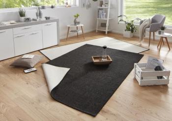 NORTHRUGS - Hanse Home koberce Kusový koberec Twin-Wendeteppiche 103096 schwarz creme - 80x350 cm Černá