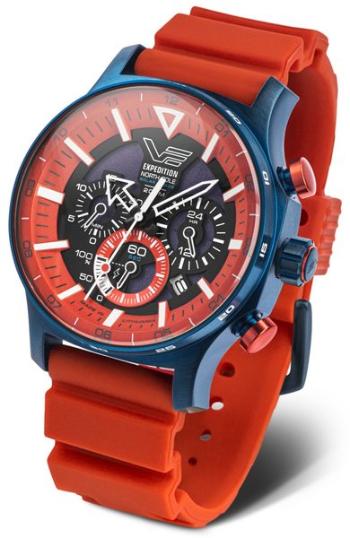 Vostok Europe Expedition North Pole Solar Power Chronograph VR42-595D734 - Červený silikonový řemínek