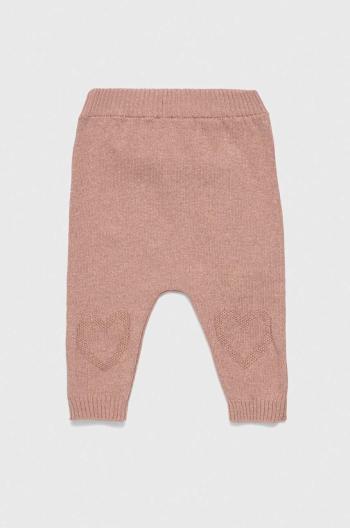 Kojenecké kalhoty United Colors of Benetton růžová barva, hladké