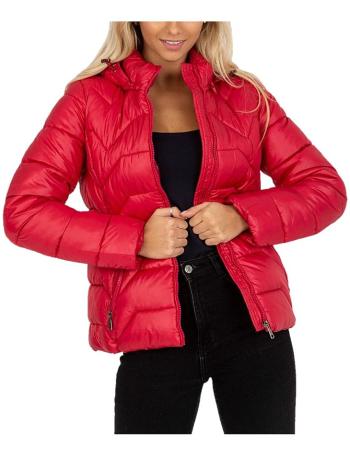červená prošívaná zimní bunda s kapucí vel. L