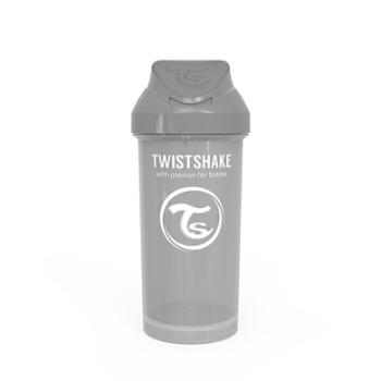 TWIST SHAKE láhev s brčkem 360 ml 12+ měsíců pastelově šedá