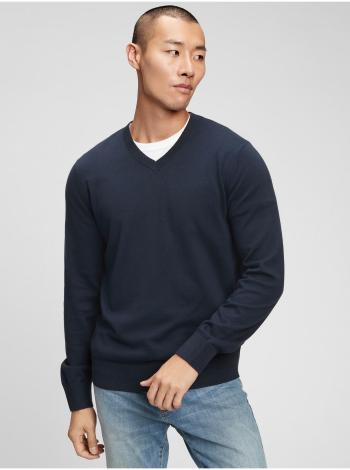 Modrý pánský svetr v-neck sweater