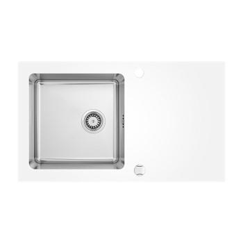 A-Interiéry Kuchyňský skleněný dřez s nerezovou mycí komorou Pálava 0W2C (86x50 cm) kd-sklo_pal_0W2C