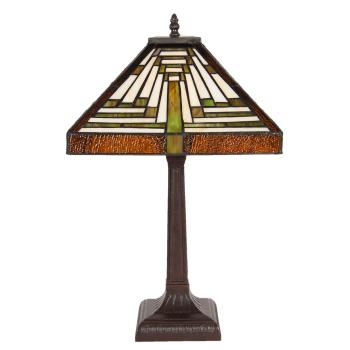 Stolní Tiffany lampa Quadrilatére - 31*31*43 cm E27/max 2*60W 5LL-6078