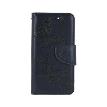 TopQ Pouzdro iPhone SE 2022 knížkové Butterfly modré tmavé 75015 (Sun-75015)