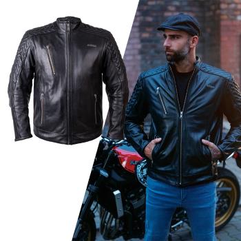 Kožená moto bunda W-TEC Elcabron  černá  3XL