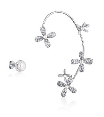 JwL Luxury Pearls Luxusní stříbrné asymetrické náušnice s perlami a zirkony - levá záušnice JL0778