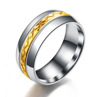 Ziskoun Pánský prsten z broušené chirurgické oceli střibrnozlatý SR000076 Velikost: 12