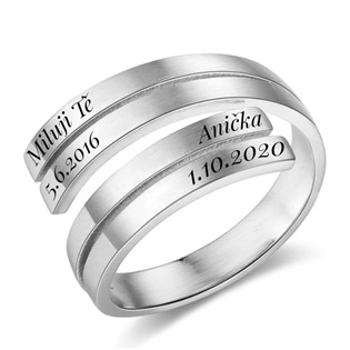 Spikes USA Ocelový prsten s možností rytiny - velikost universální - OPR1902-ST
