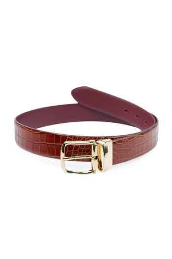 OPASEK GANT D1. CROCO REVERSIBLE BELT hnědá 80