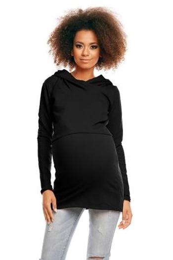 Be MaaMaa Těhotenské/kojící triko s kapucí - černé L/XL