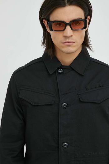 Bavlněné tričko G-Star Raw černá barva, regular, s klasickým límcem