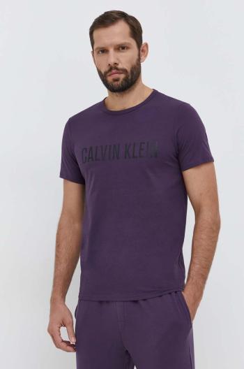 Bavlněné pyžamové tričko Calvin Klein Underwear šedá barva, s potiskem