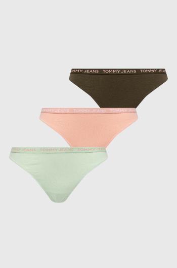 Tanga Tommy Jeans 3-pack zelená barva, UW0UW05011