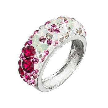 Stříbrný prsten s krystaly Swarovski mix barev červená 35031.3, silver, shade,, white, opal,, light, rose,ruby,, chrysolite, opal,, fuch, 54