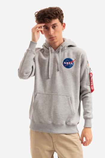 Mikina Alpha Industries Space Shuttle Hoody pánská, šedá barva, s kapucí, s potiskem, 178317.17