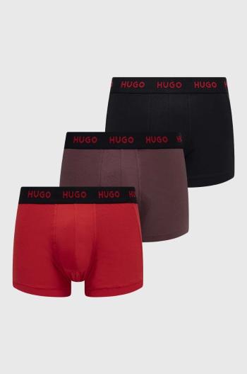 Boxerky HUGO (3-pak) pánské, červená barva