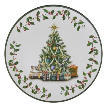 Vánoční plastový talíř/podnos se stromkem - Ø 33 cm 64594