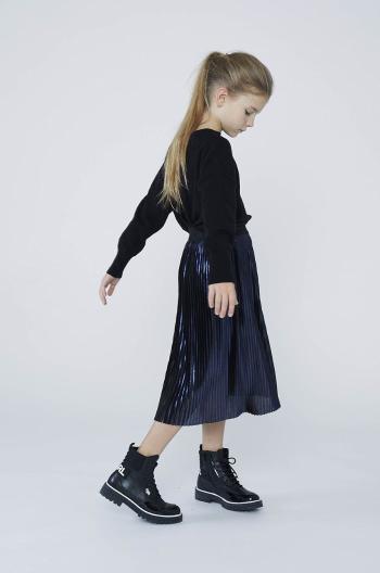 Dětská sukně Karl Lagerfeld tmavomodrá barva, midi, áčková