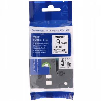 Kompatibilní páska s Brother TZ-FX223 / TZe-FX223, 9mm x 8m, flexi, modrý tisk / bílý podk