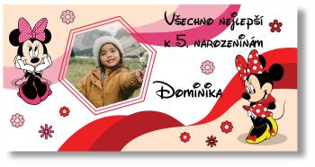 Narozeninový banner s fotkou - Minnie Rozměr banner: 130 x 65 cm