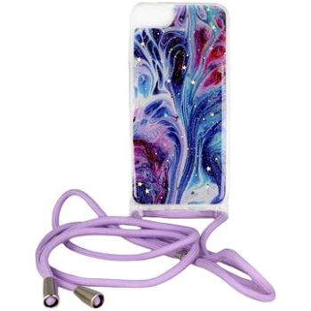 Rope Glitter silikonový kryt se šňůrkou na iPhone 12 / 12 Pro, modrý (UNI02960)