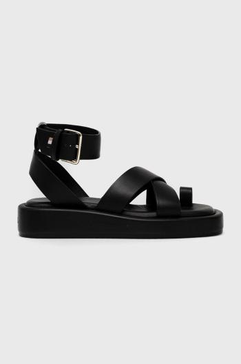 Kožené sandály BOSS Scarlet Sandal-c dámské, černá barva, na platformě