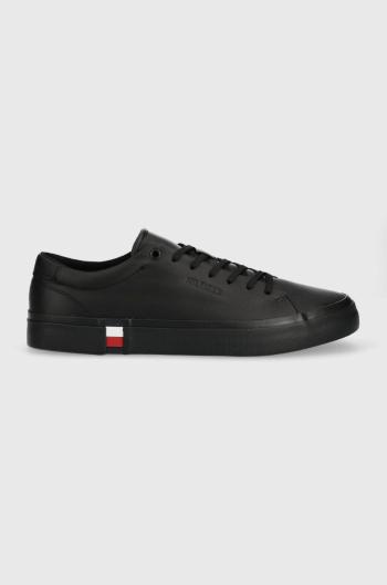 Kožené sneakers boty Tommy Hilfiger FM0FM04351 MODERN VULC CORPORATE LEATHER černá barva