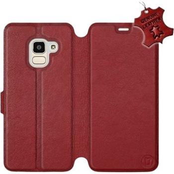 Flip pouzdro na mobil Samsung Galaxy J6 2018 - Tmavě červené - kožené -   Dark Red Leather (5903226518159)