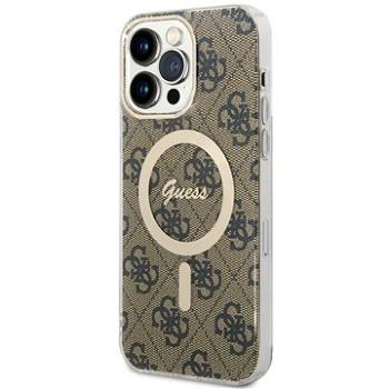 Guess 4G IML MagSafe Kompatibilní Zadní Kryt pro iPhone 14 Pro Max Brown (GUHMP14XH4STW)