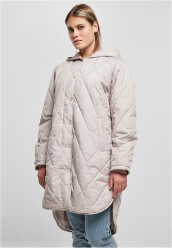 Urban Classics Ladies Oversized Diamond Quilted Hooded Coat warmgrey - XS