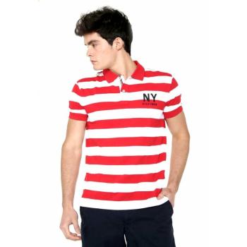 Tommy Hilfiger pánské červené pruhované polo Block - M (611)