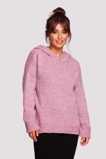 Růžový pulovr s kapucí BK085