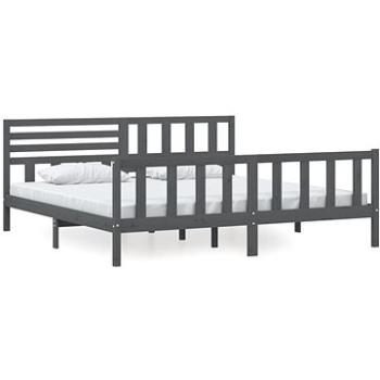 Rám postele šedý masivní dřevo 200 × 200 cm, 3101175 (3101175)