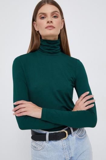 Tričko s dlouhým rukávem Lauren Ralph Lauren zelená barva, s golfem